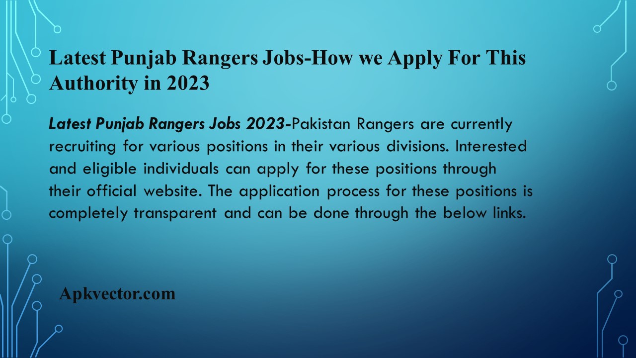 Punjab Rangers Jobs